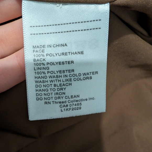 Laundry by Shelli Segal Brown Double Breasted Vegan Faux Leather Blazer - Picture 5 of 6